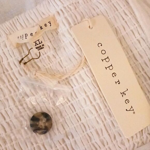 Copper Key white linen blend sleeveless button front detail mini dress XL - Picture 9 of 9